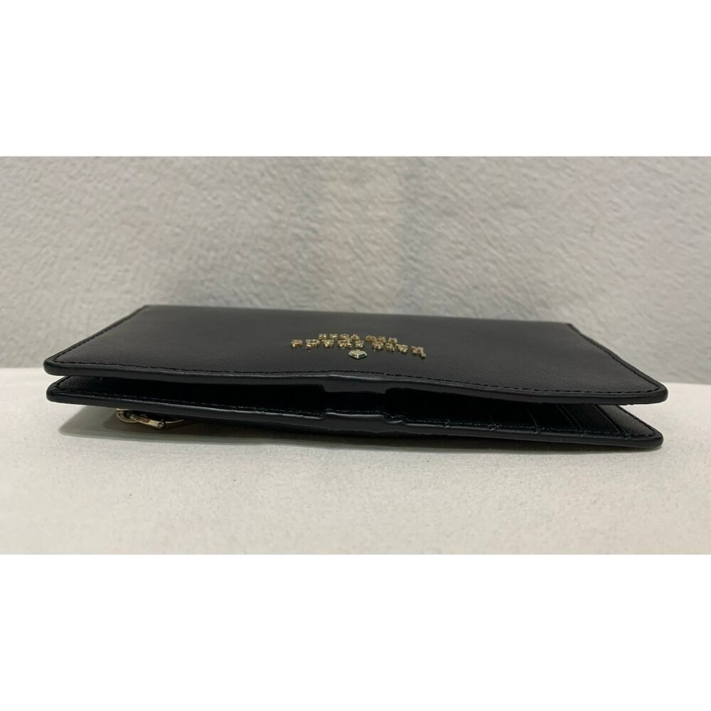 SOLD***Kate Spade Bifold Slim Wallet Black Snap Closure - Picture 3 of 11